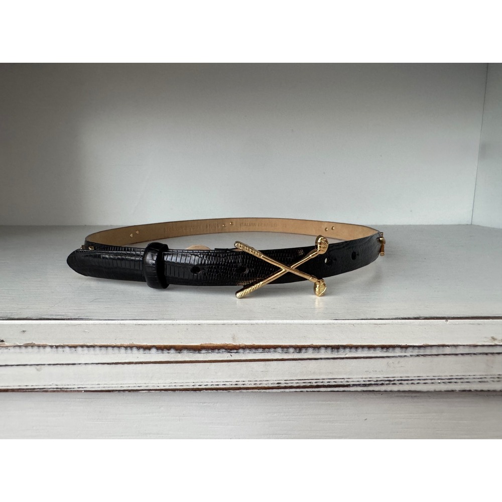 IB Belt Company Black Gold Golf Club Belt Italian Leather Size M